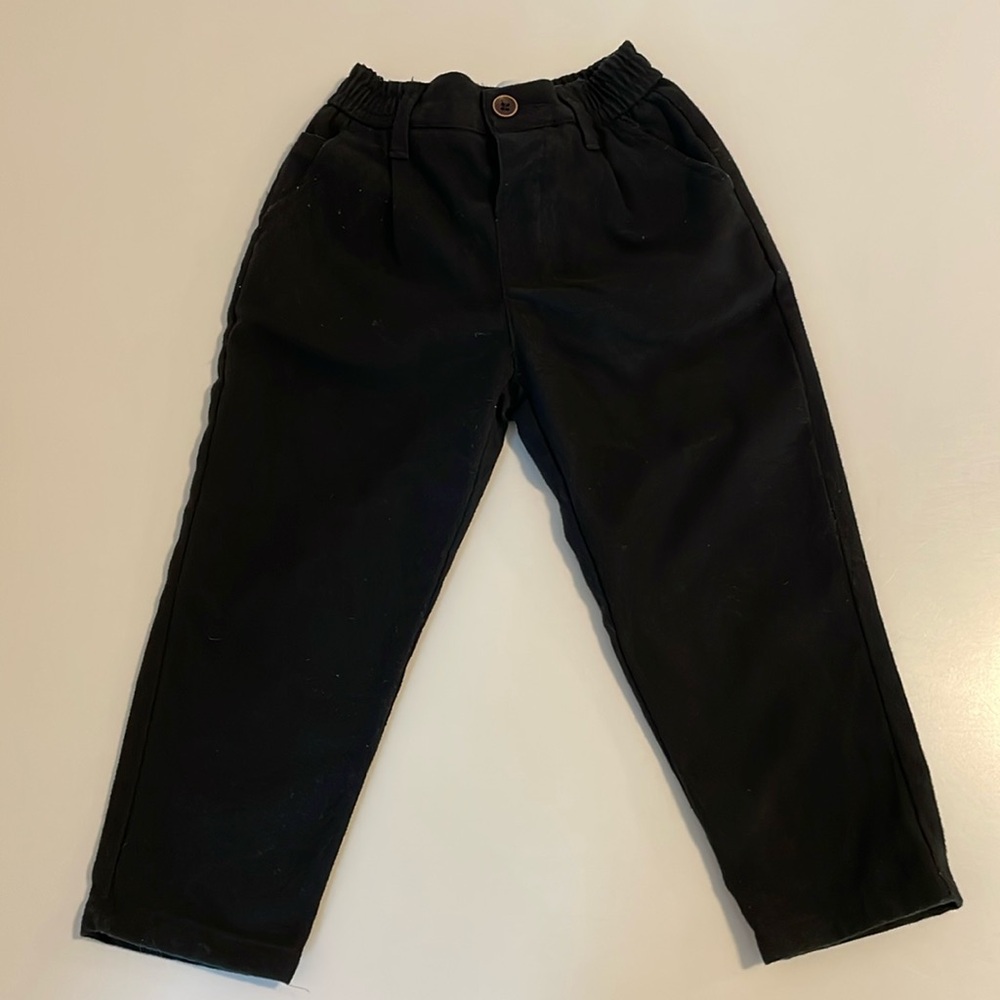 Zara - Warm Touch Pleated Chino Pants - Black - Size 3-4T